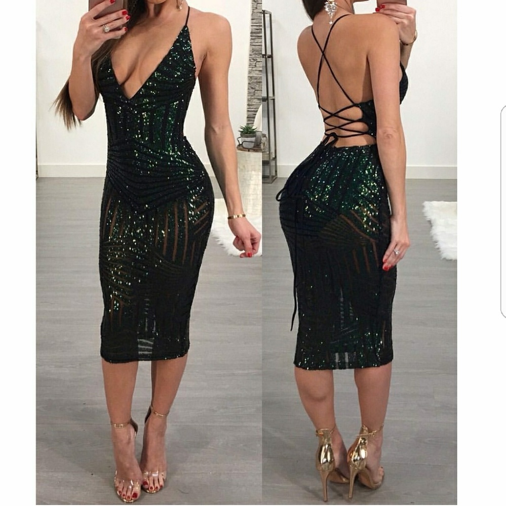 Emerald Sequin dress party dress..new years